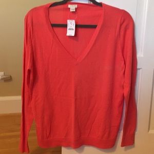 Jcrew lightweight vneck sweater. Coral.